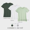  COMBO 3 ÁO NỮ  - COTTON 100% THOÁT NHIỆT SIÊU MÁT, SIÊU NHẸ - Thông Xanh, Trắng, Cốm Sữa 