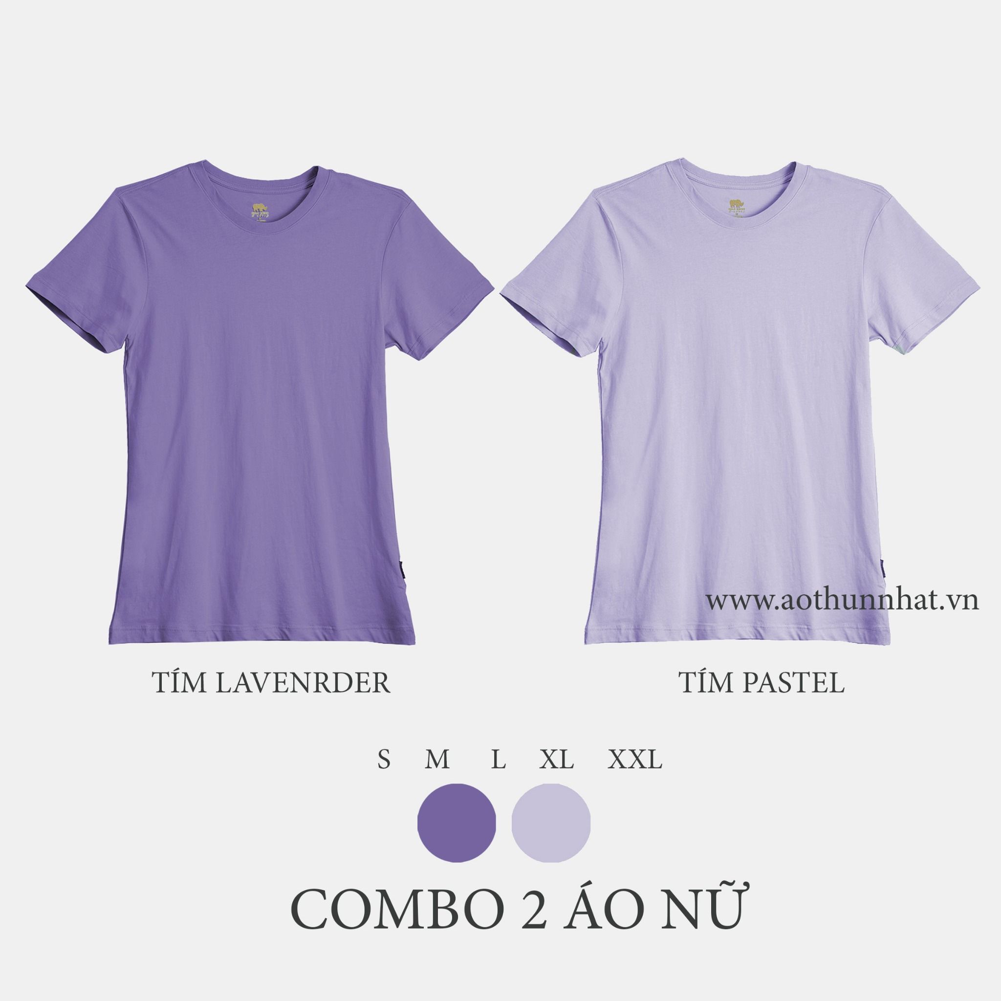  COMBO 2 ÁO NỮ - COTTON THOÁT NHIỆT SIÊU MÁT, SIÊU NHẸ  - Tím Lavender, Tím Pastel 