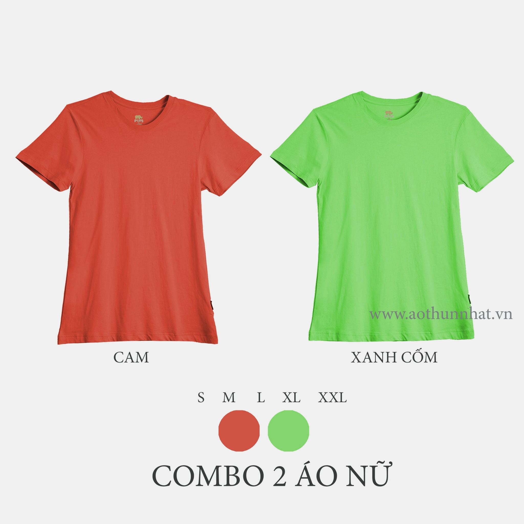  COMBO 2 ÁO NỮ  - COTTON THOÁT NHIỆT SIÊU MÁT, SIÊU NHẸ - Cam, Xanh Cốm 