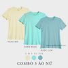  COMBO 3 ÁO NỮ  - COTTON 100% THOÁT NHIỆT SIÊU MÁT, SIÊU NHẸ - Vàng Mơ, Xanh Ngọc, Ngọc Lam 