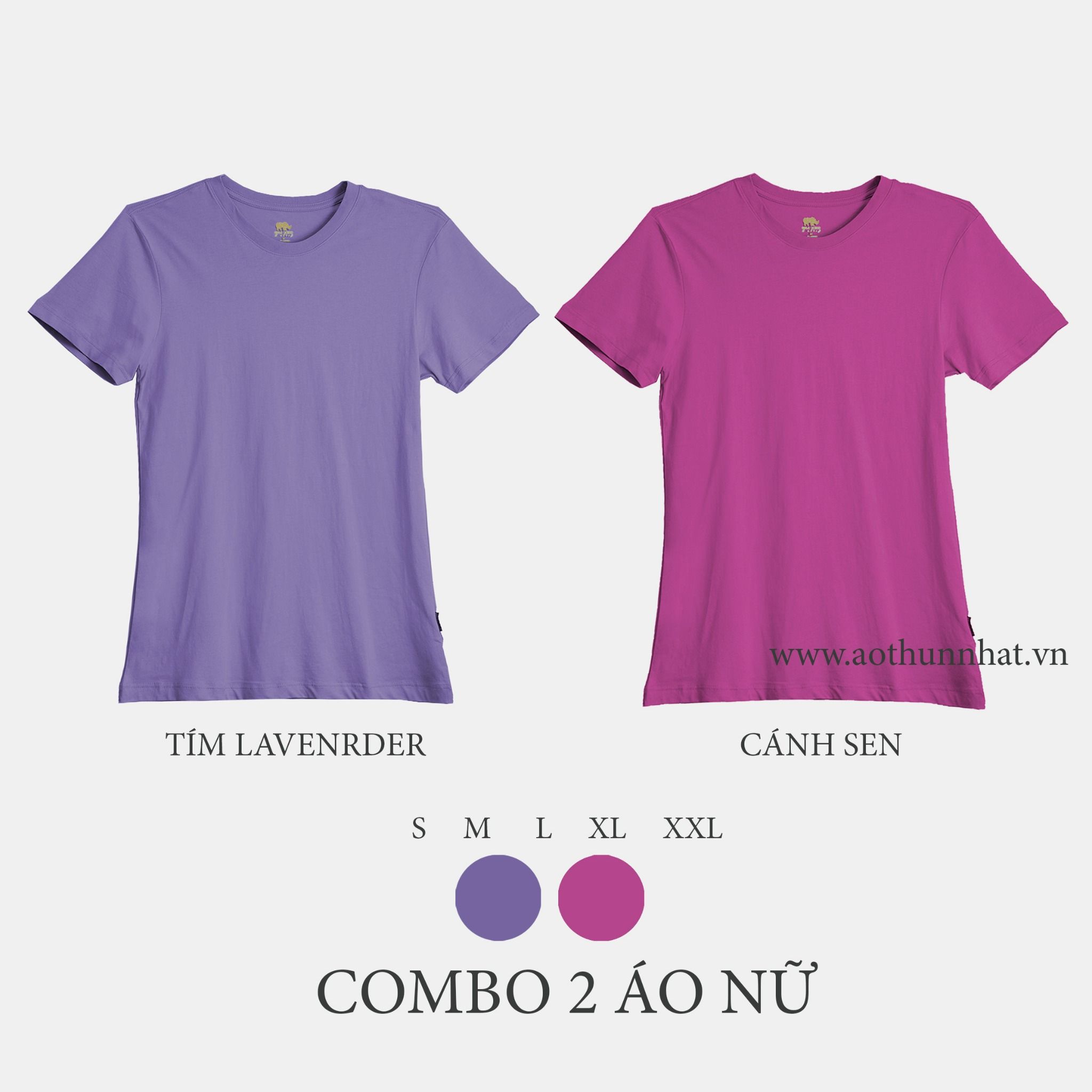  COMBO 2 ÁO NỮ  - COTTON THOÁT NHIỆT SIÊU MÁT, SIÊU NHẸ  - Tím Lavender, Cánh Sen 