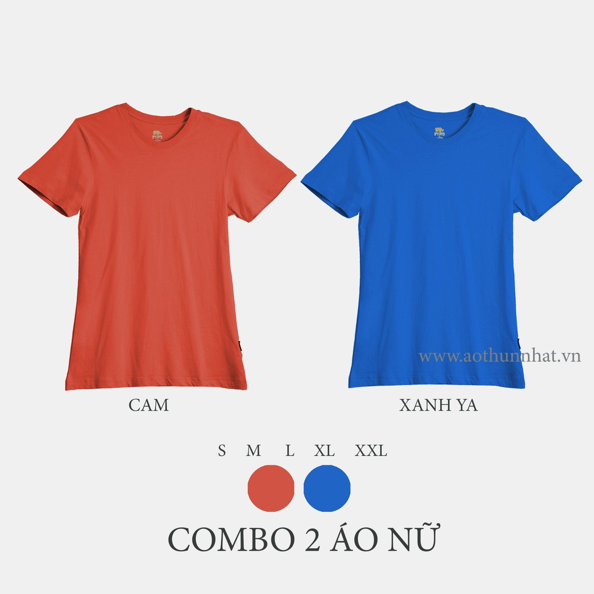  COMBO 2 ÁO NỮ  - COTTON THOÁT NHIỆT SIÊU MÁT, SIÊU NHẸ - Cam, Xanh Ya 