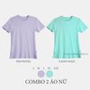  COMBO 2 ÁO NỮ  - COTTON THOÁT NHIỆT SIÊU MÁT, SIÊU NHẸ - Tím Pastel , Xanh Ngọc 