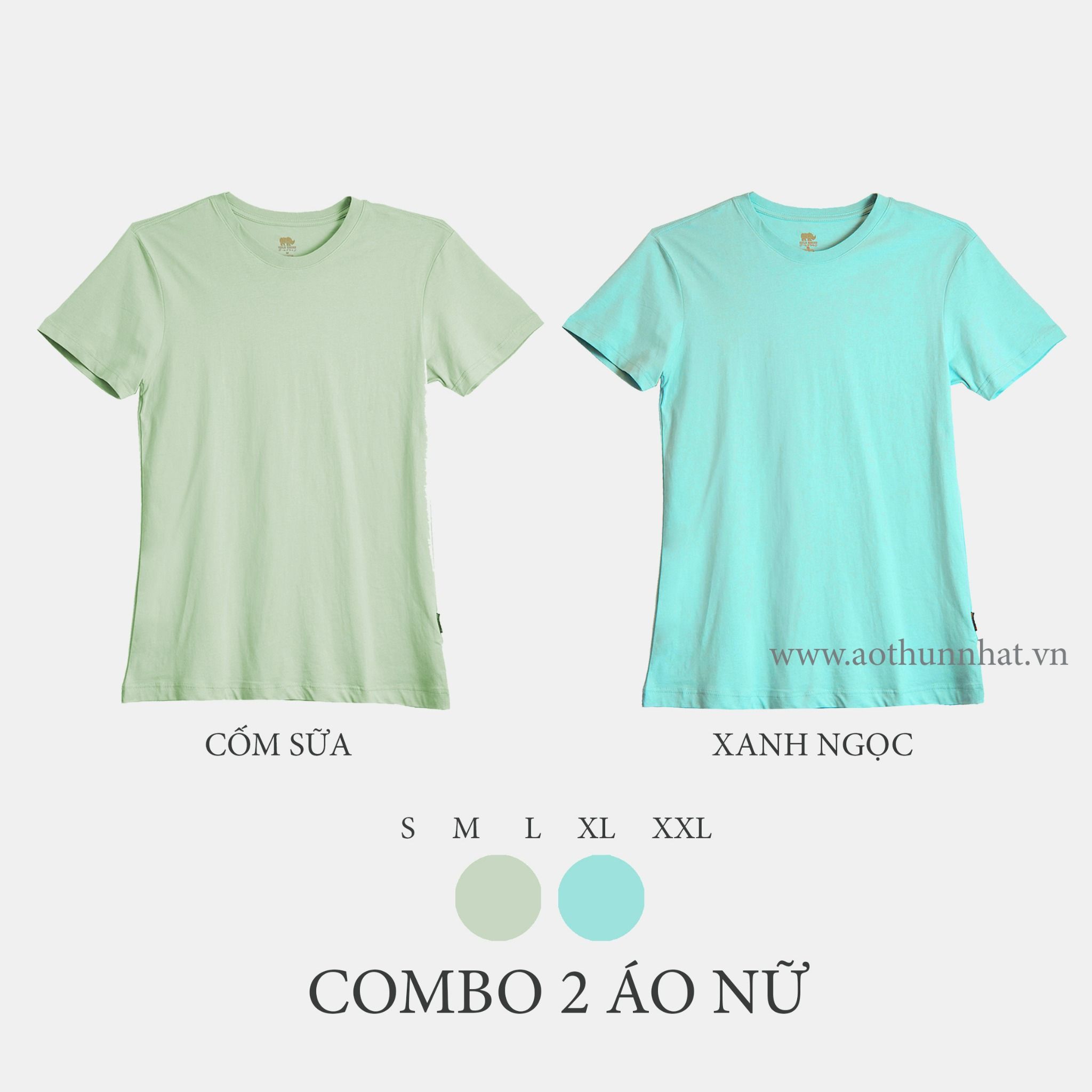  COMBO 2 ÁO NỮ  - COTTON THOÁT NHIỆT SIÊU MÁT, SIÊU NHẸ - Cốm Sữa , Xanh Ngọc 