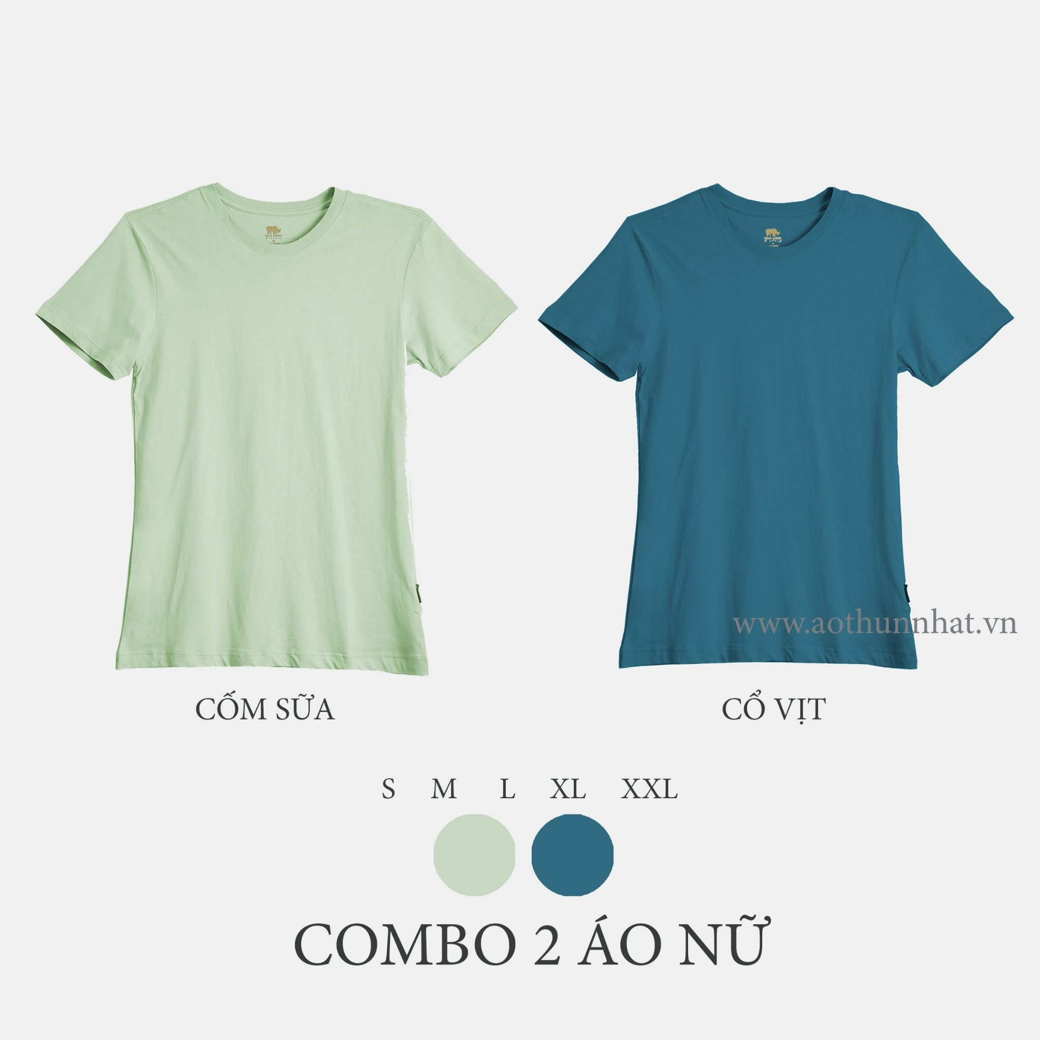  COMBO 2 ÁO NỮ  - COTTON THOÁT NHIỆT SIÊU MÁT, SIÊU NHẸ - Cốm Sữa , Cổ Vịt 