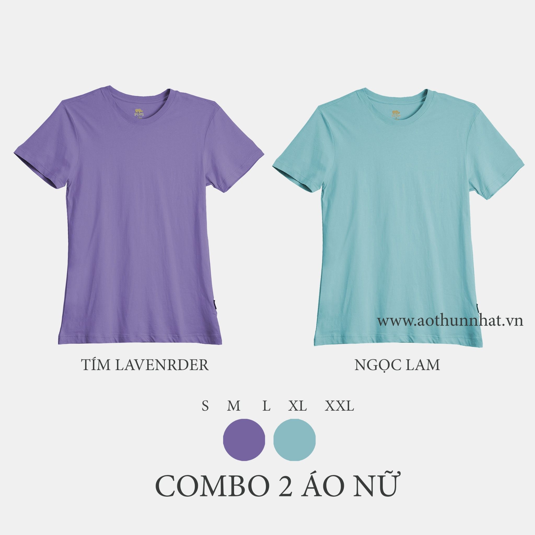  COMBO 2 ÁO NỮ - COTTON THOÁT NHIỆT SIÊU MÁT, SIÊU NHẸ  - Tím Lavender, Ngọc Lam 