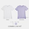  COMBO 2 ÁO NỮ  - COTTON THOÁT NHIỆT SIÊU MÁT, SIÊU NHẸ - Trắng , Tím Pastel 