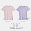  COMBO 2 ÁO NỮ  - COTTON THOÁT NHIỆT SIÊU MÁT, SIÊU NHẸ - Hồng Japan , Tím Pastel 