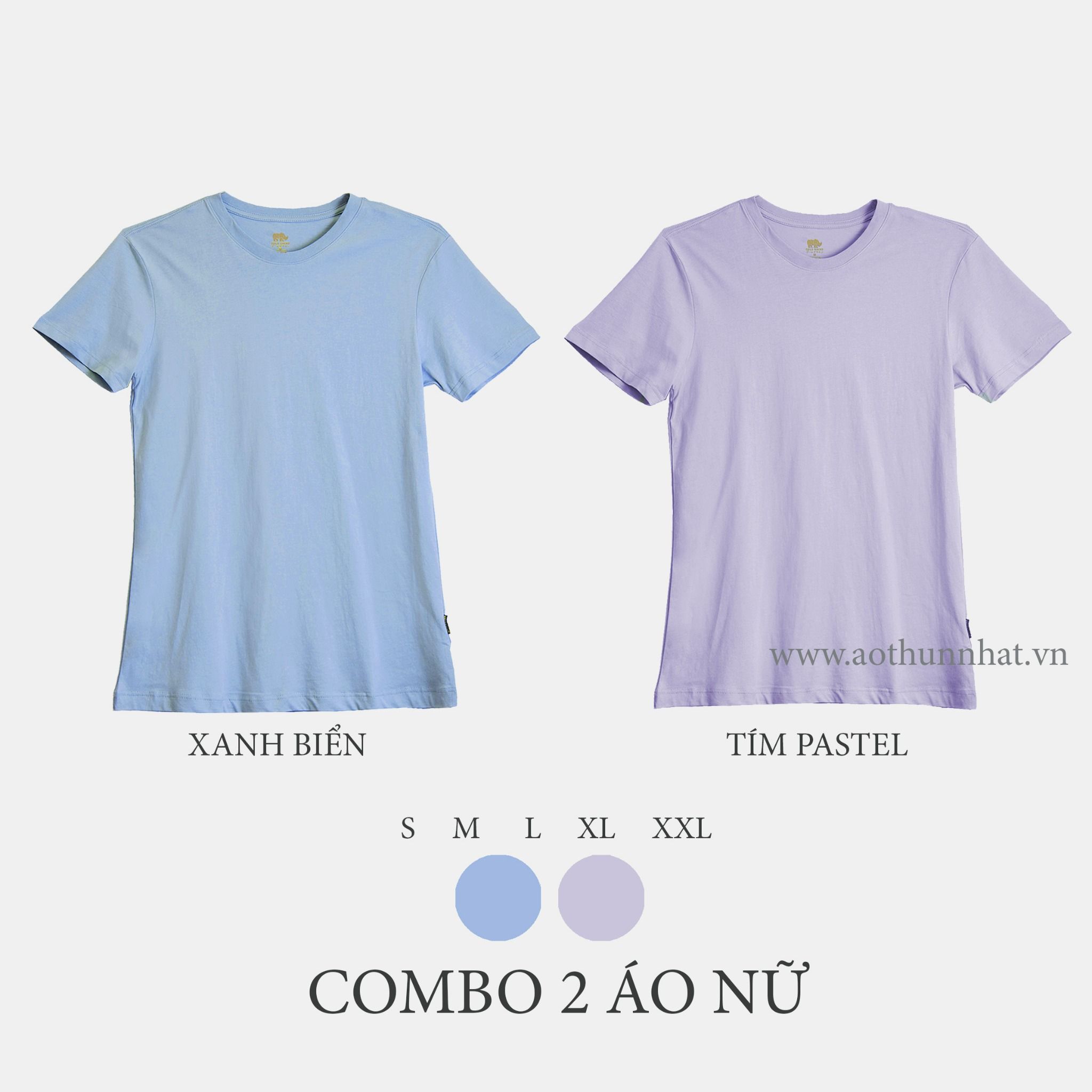  COMBO 2 ÁO NỮ - COTTON THOÁT NHIỆT SIÊU MÁT, SIÊU NHẸ - Xanh Biển , Tím Pastel 