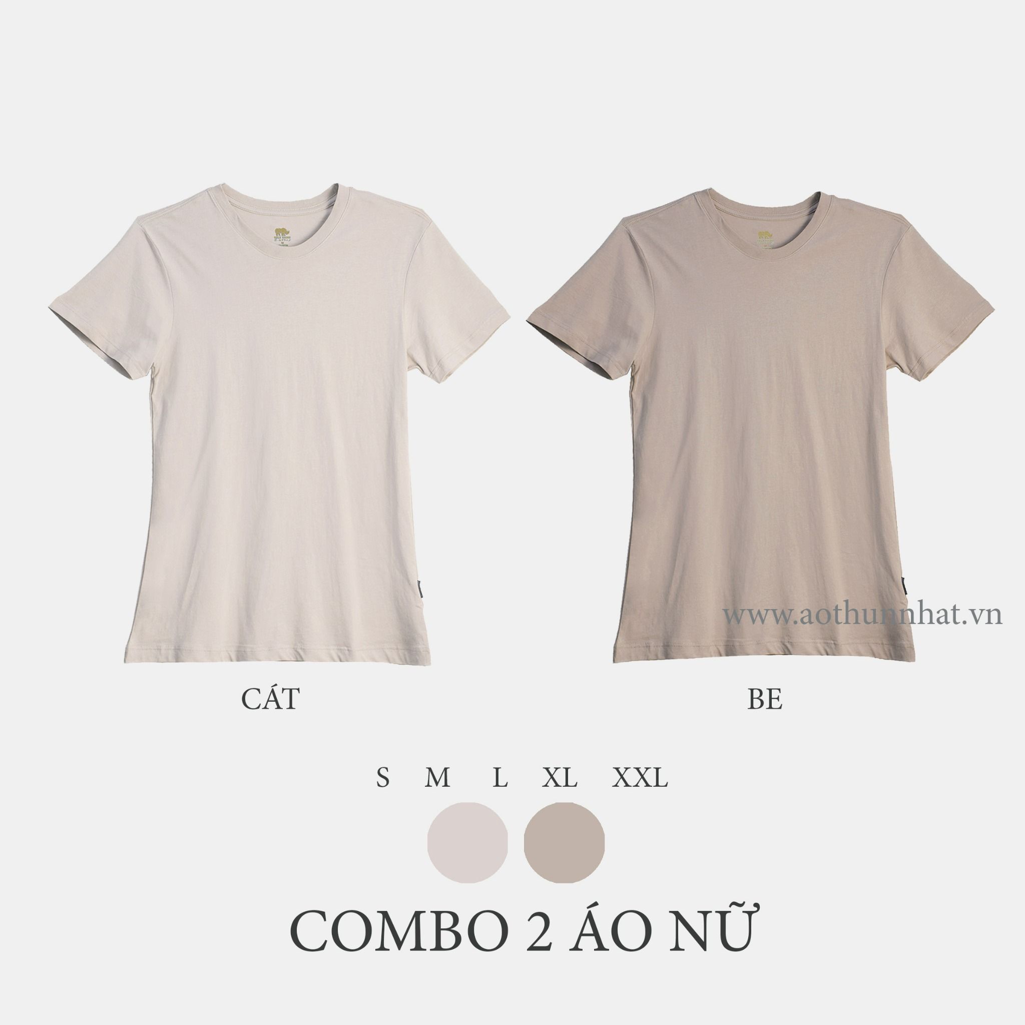  COMBO 2 ÁO NỮ - COTTON THOÁT NHIỆT SIÊU MÁT, SIÊU NHẸ - Cát , Be 