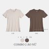  COMBO 2 ÁO NỮ  - COTTON THOÁT NHIỆT SIÊU MÁT, SIÊU NHẸ - Cát , Nâu 