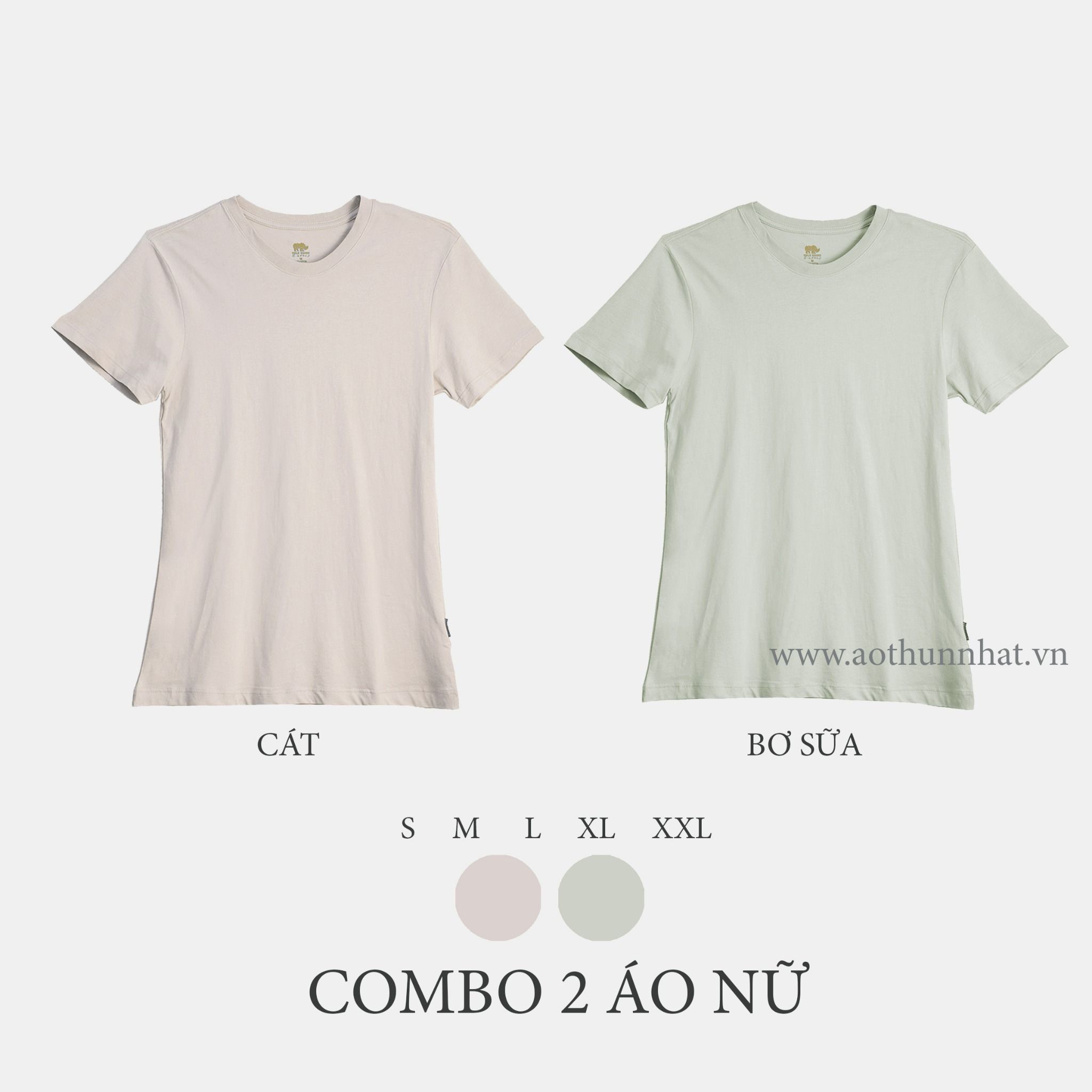  COMBO 2 ÁO NỮ  - COTTON THOÁT NHIỆT SIÊU MÁT, SIÊU NHẸ - Cát ,  Bơ Sữa 