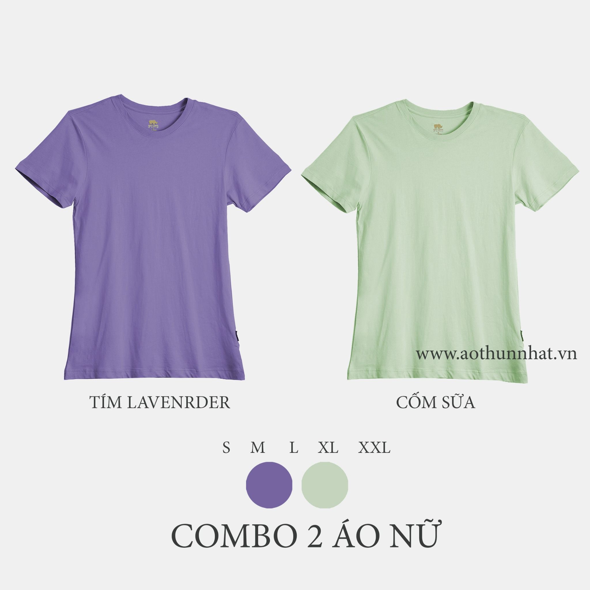  COMBO 2 ÁO NỮ - COTTON THOÁT NHIỆT SIÊU MÁT, SIÊU NHẸ - Tím Lavender, Cốm Sữa 