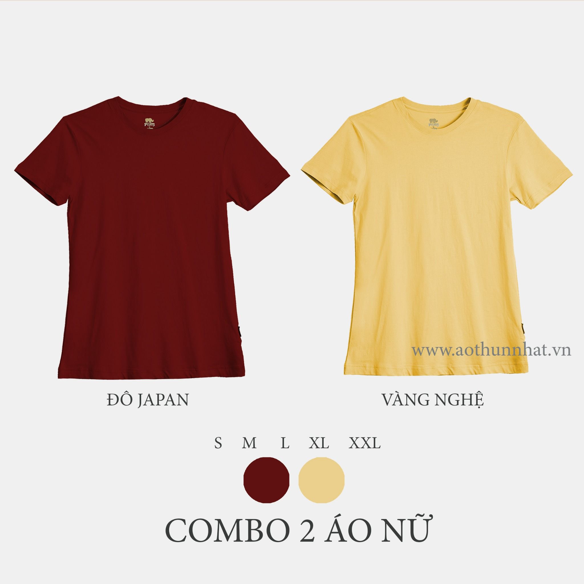  COMBO 2 ÁO NỮ  - COTTON THOÁT NHIỆT SIÊU MÁT, SIÊU NHẸ - Đô Japan, Vàng Nghệ 