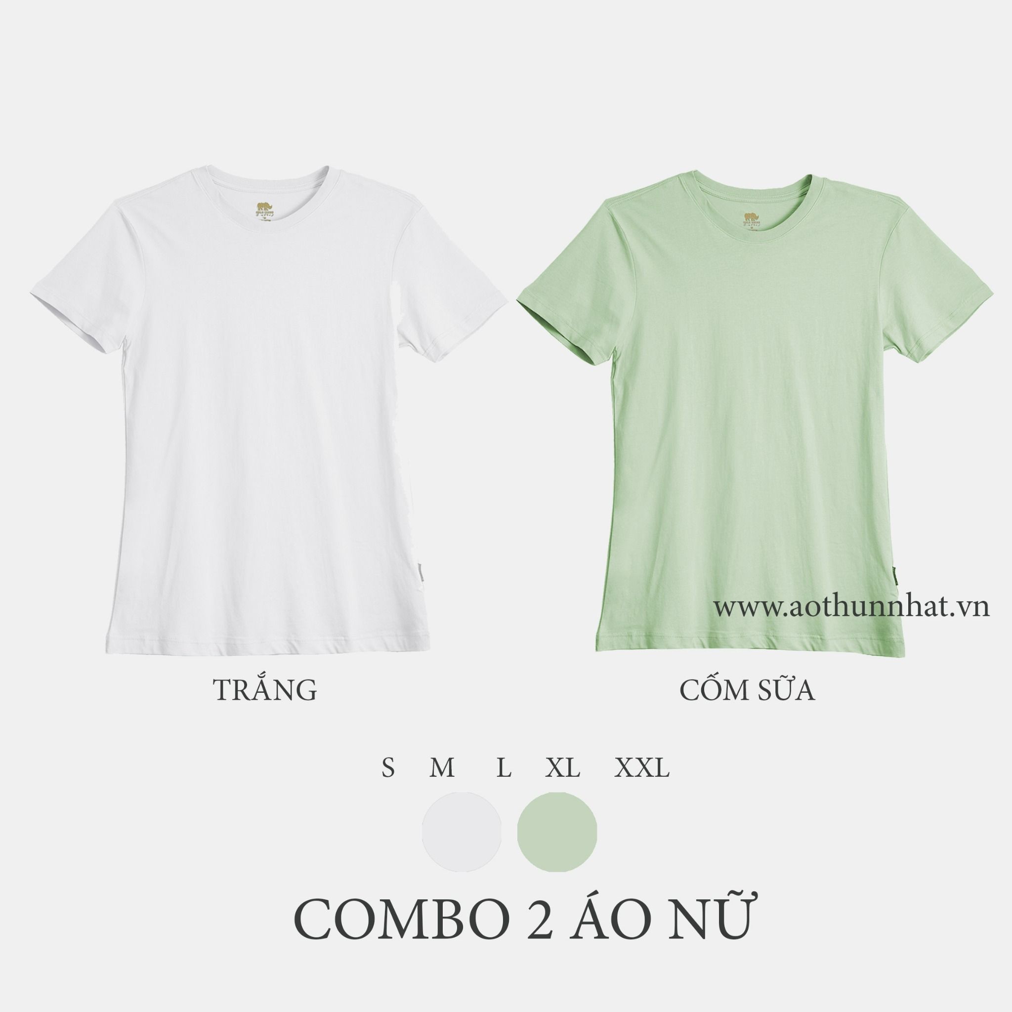  COMBO 2 ÁO NỮ  - COTTON THOÁT NHIỆT SIÊU MÁT, SIÊU NHẸ  - Trắng, Cốm Sữa 