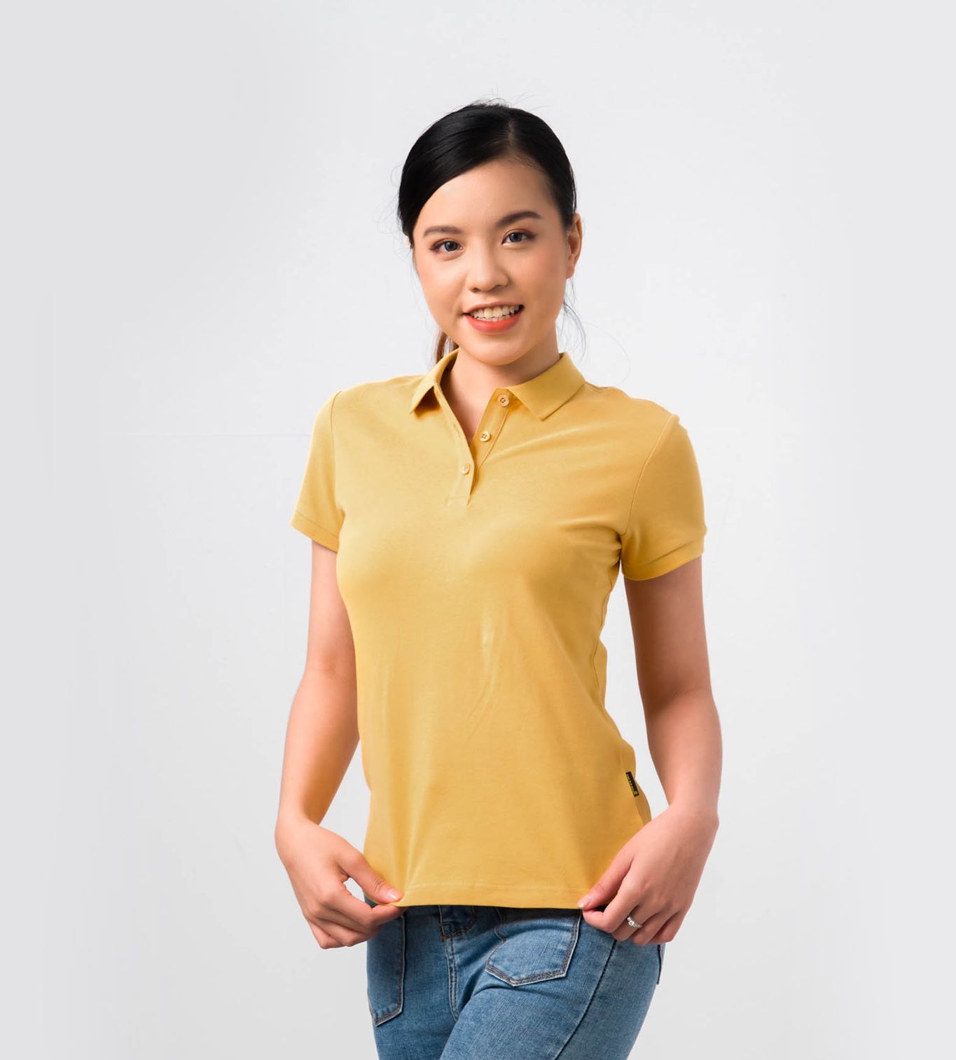  POLO NỮ 100% COTTON - Màu Vàng Nghệ 