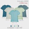  COMBO 5 ÁO NỮ - COTTON THOÁT NHIỆT SIÊU MÁT, SIÊU NHẸ - Cổ Vịt, Bơ Sữa, Ngọc Lam, Cốm Sữa, Xanh Đá 