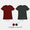  COMBO 2 ÁO NỮ  - COTTON THOÁT NHIỆT SIÊU MÁT, SIÊU NHẸ - Đô Japan, Rêu Đậm 