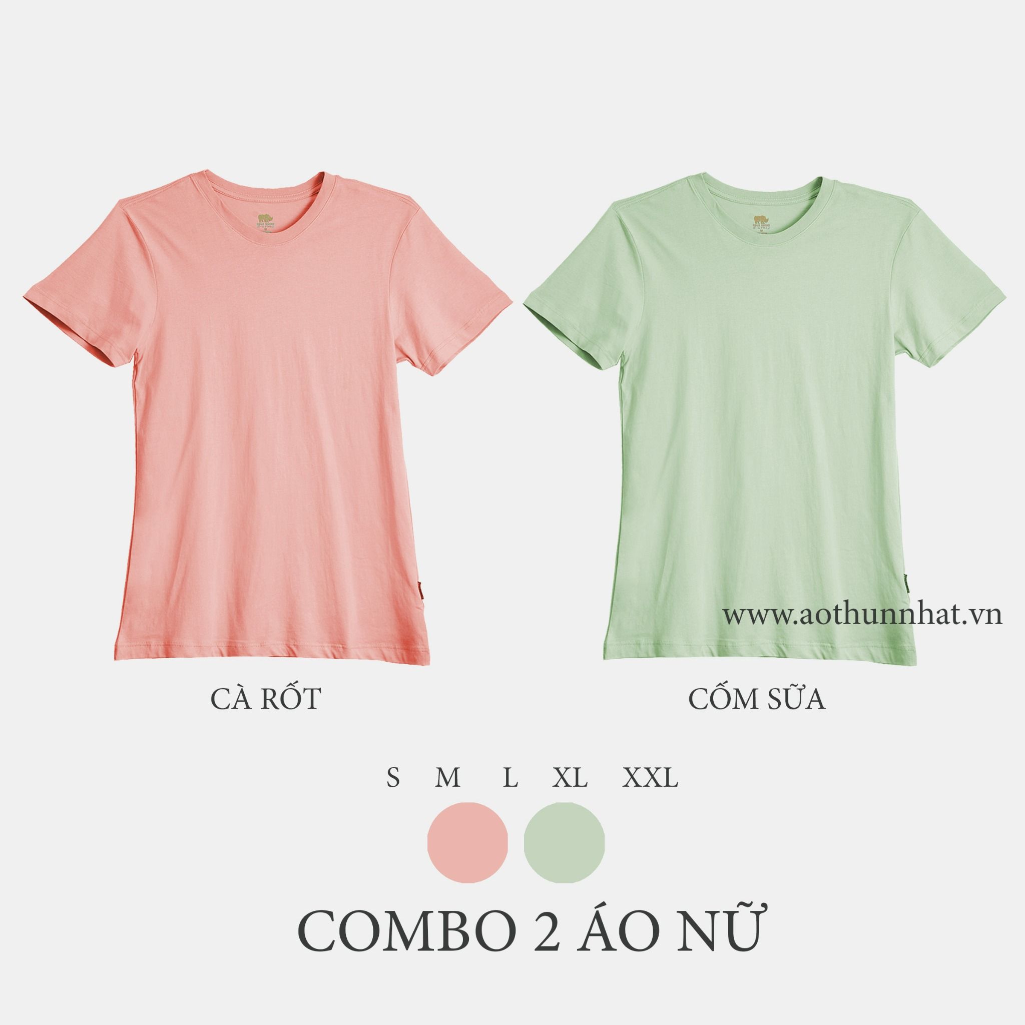  COMBO 2 ÁO NỮ  - COTTON THOÁT NHIỆT SIÊU MÁT, SIÊU NHẸ  - Cà Rốt, Cốm Sữa 