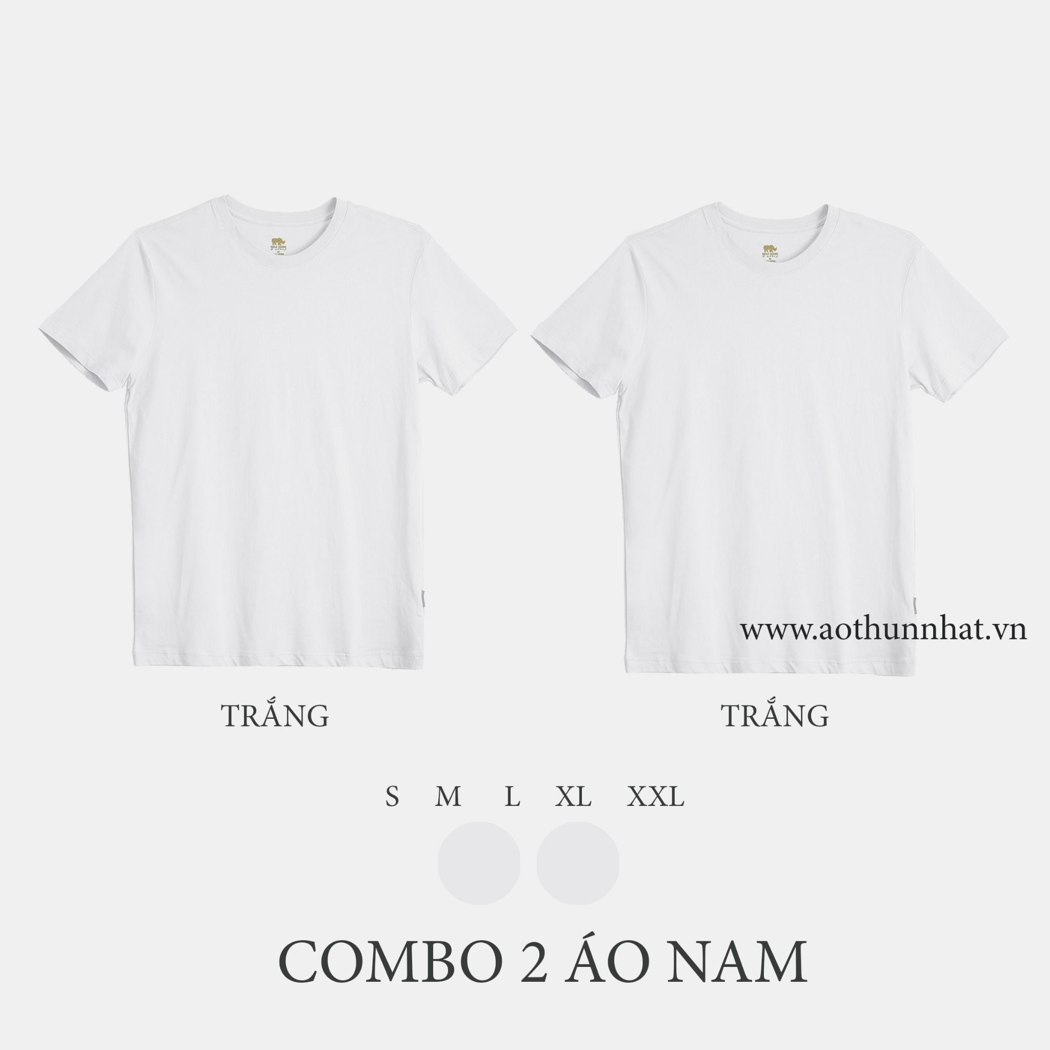  COMBO 2 ÁO NAM  - COTTON THOÁT NHIỆT SIÊU MÁT, SIÊU NHẸ - Trắng, Trắng 