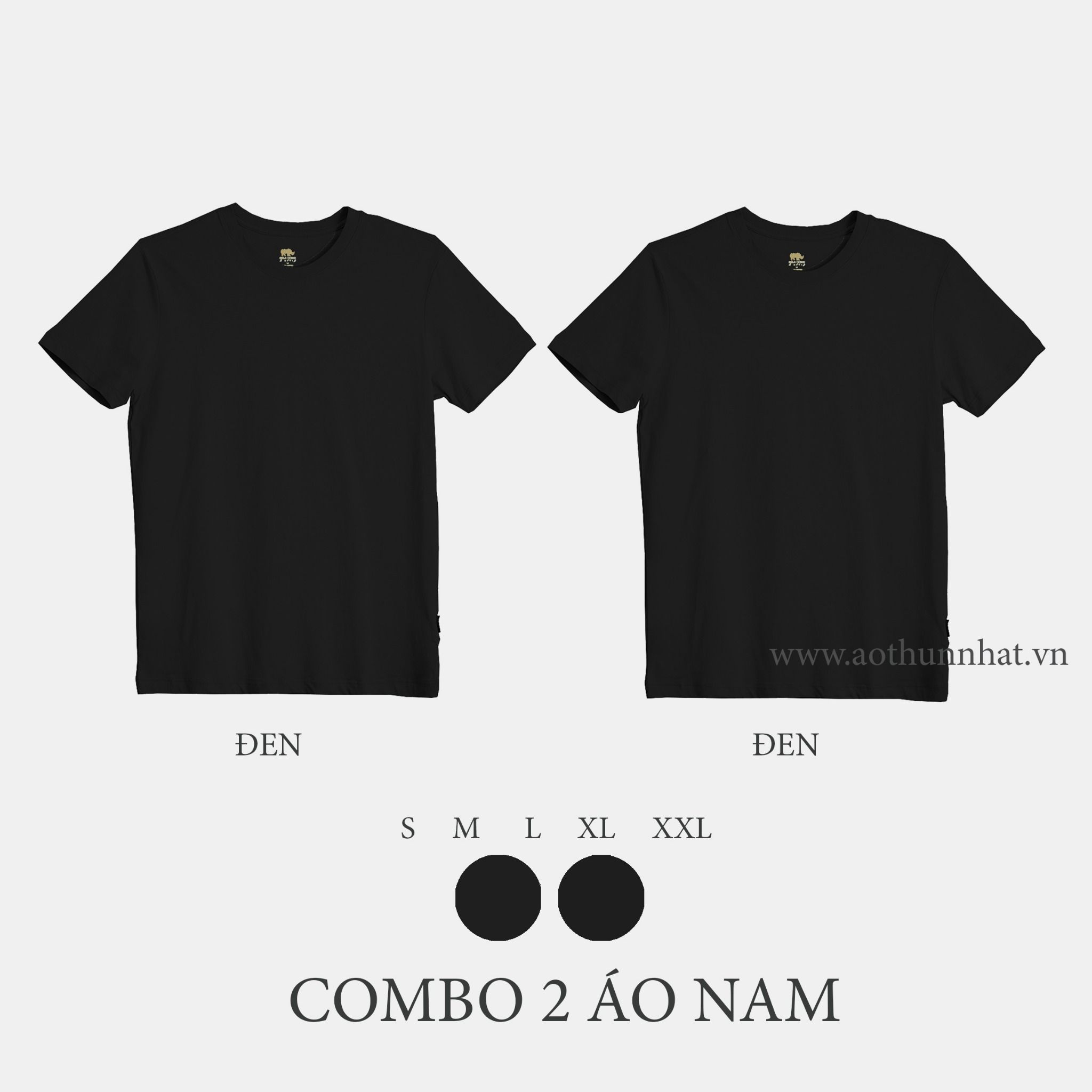  COMBO 2 ÁO NAM  - COTTON THOÁT NHIỆT SIÊU MÁT, SIÊU NHẸ -  Đen, Đen 