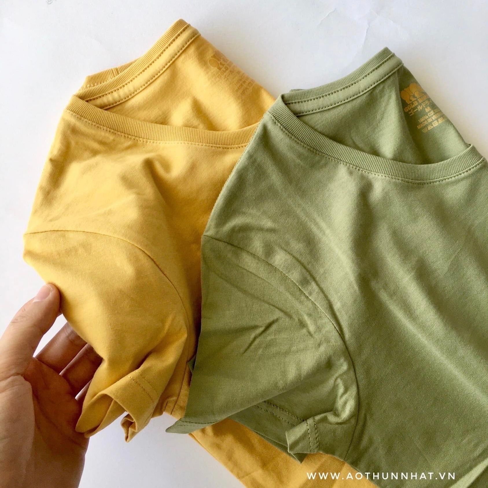  COMBO 2 ÁO NỮ 100% COTTON - Màu Vàng Nghệ , Xanh Bơ 