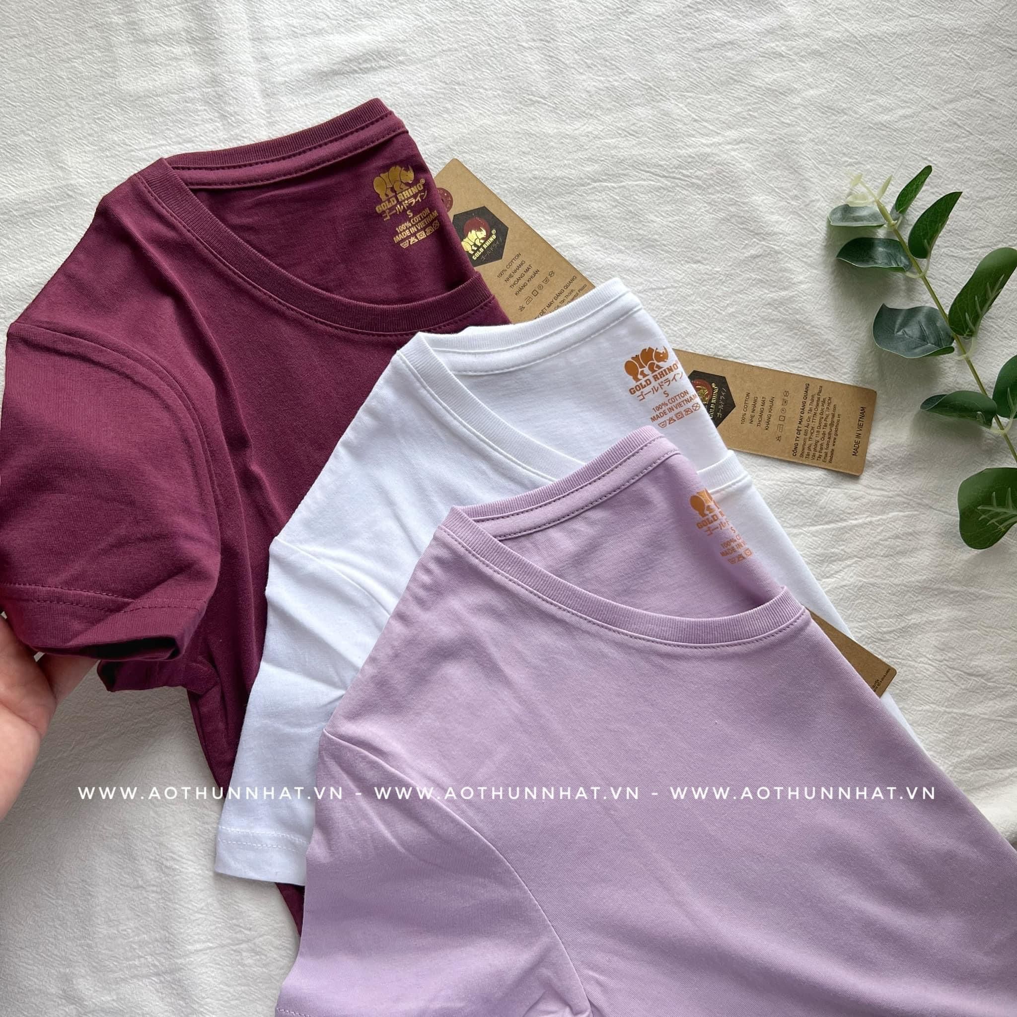  COMBO 3 ÁO NỮ 100% COTTON - Màu Đỏ Mận. Trắng, Tím Pastel 