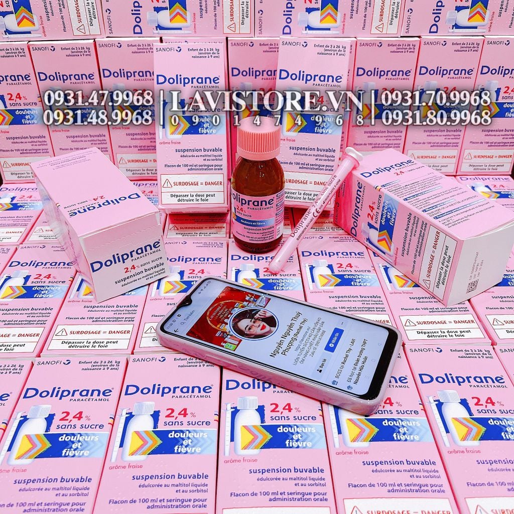 (01/2025) Siro hạ sốt Doliprane 2,4% của Pháp 100ml