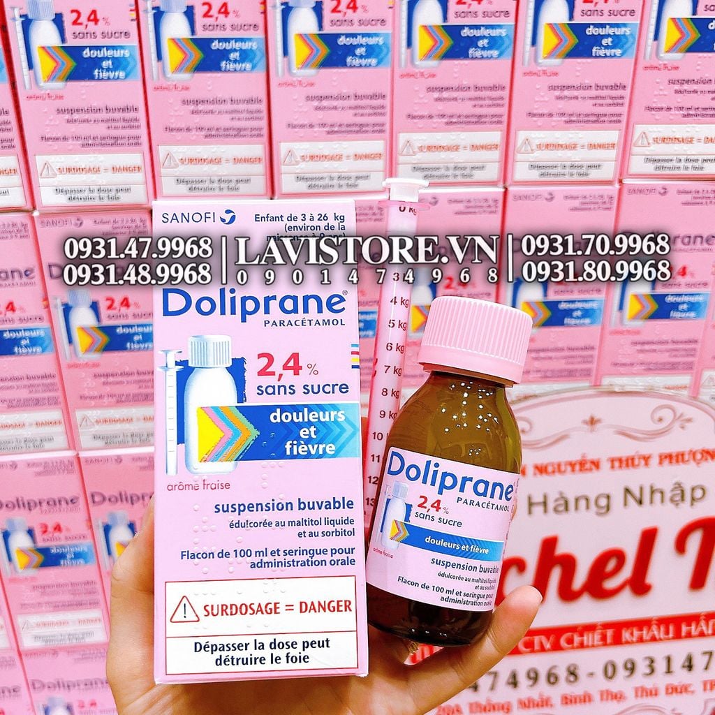 (01/2025) Siro hạ sốt Doliprane 2,4% của Pháp 100ml