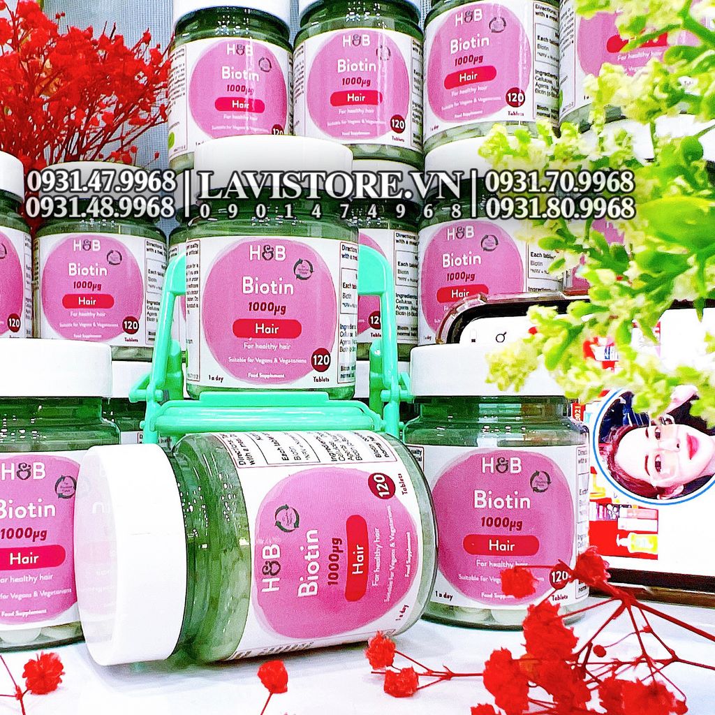 (09/2024) Viên uống mọc tóc Biotin 1000mg Hair 60 viên Holland & Barrett