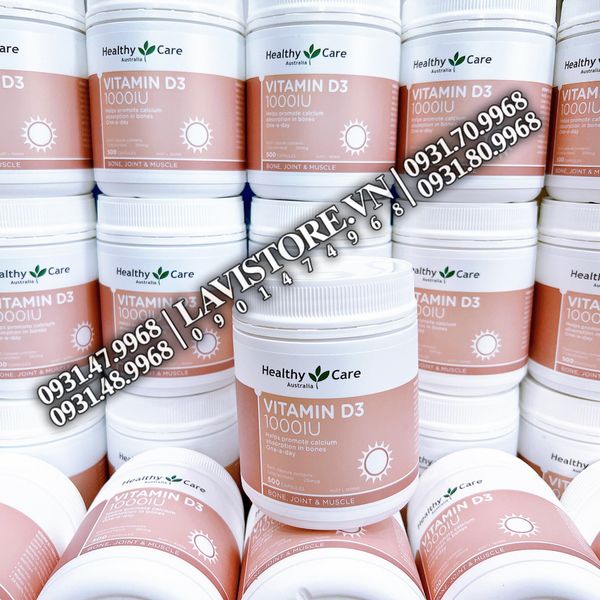 (10/2024) Vitamin D3 1000IU Healthy Care 500 viên