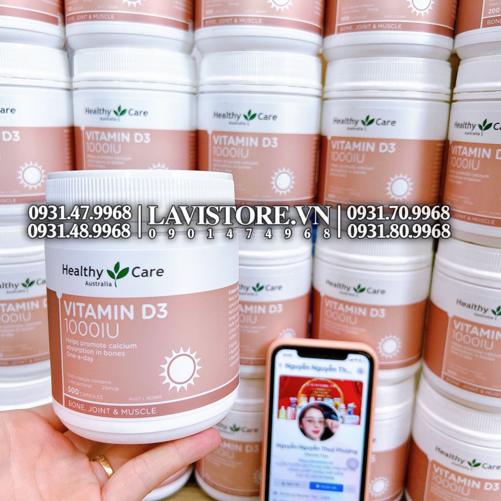 (10/2024) Vitamin D3 1000IU Healthy Care 500 viên