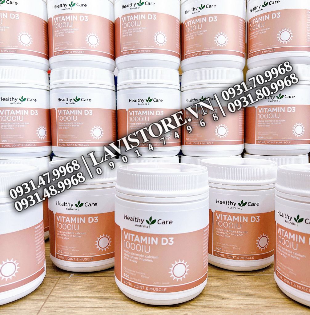 (10/2024) Vitamin D3 1000IU Healthy Care 500 viên