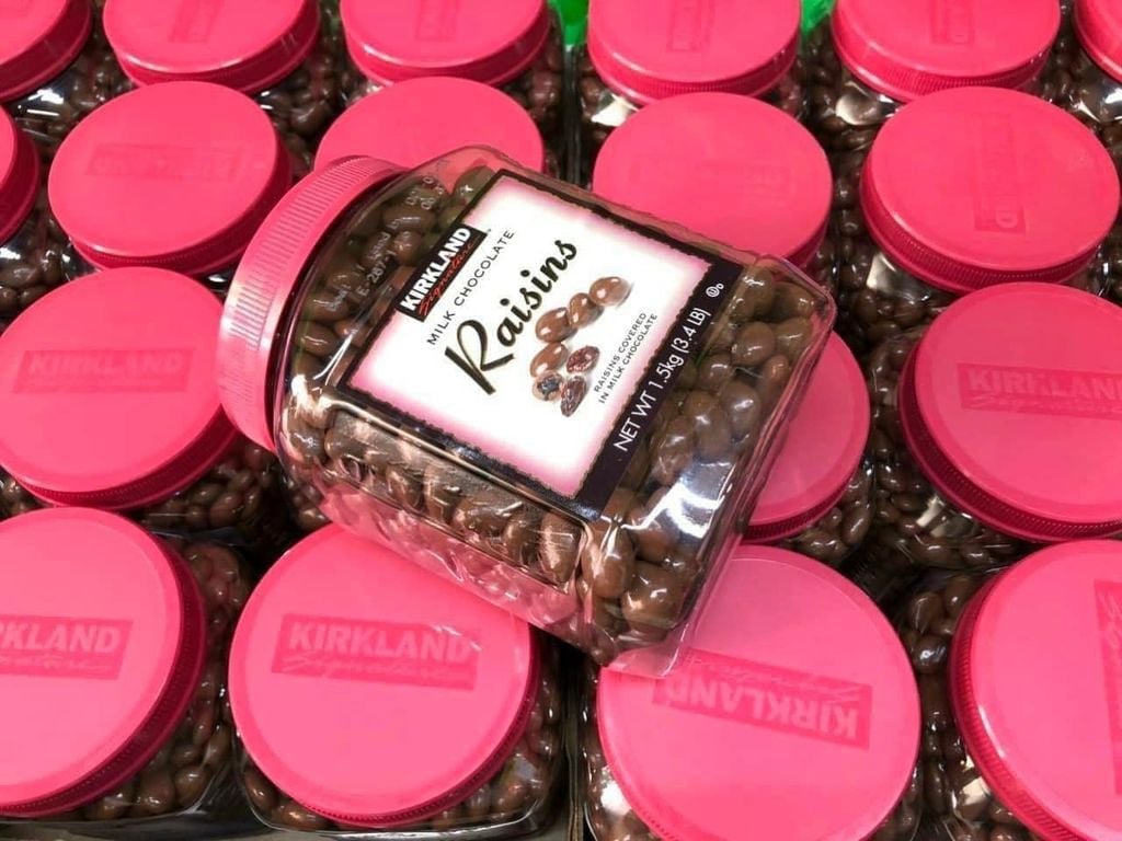 (7/2024) Socola bọc nho khô Raisins Kirkland 1.5kg