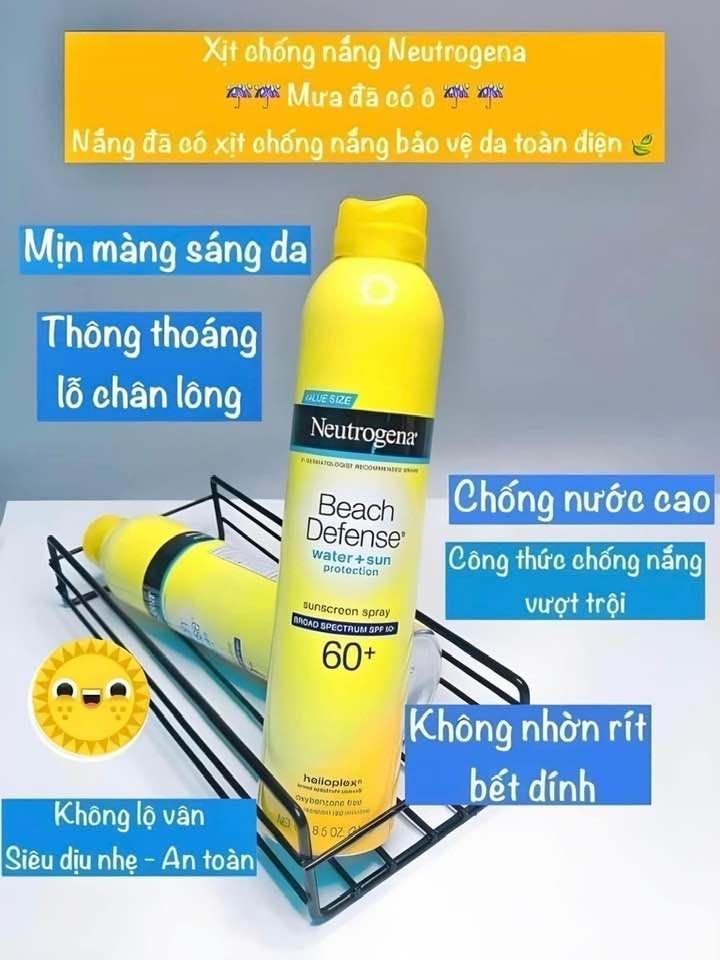(10/2025) Xịt chống nắng Neutrogena Beach Defense SPF 60+ 240g