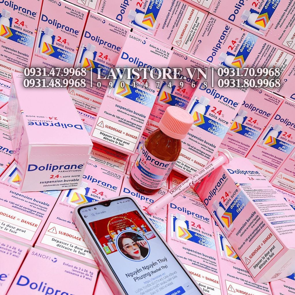 (01/2025) Siro hạ sốt Doliprane 2,4% của Pháp 100ml