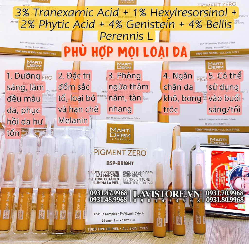 (10/2026) Tinh chất Marti Derm Pigment Zero DSP-BRIGHT 30 ống