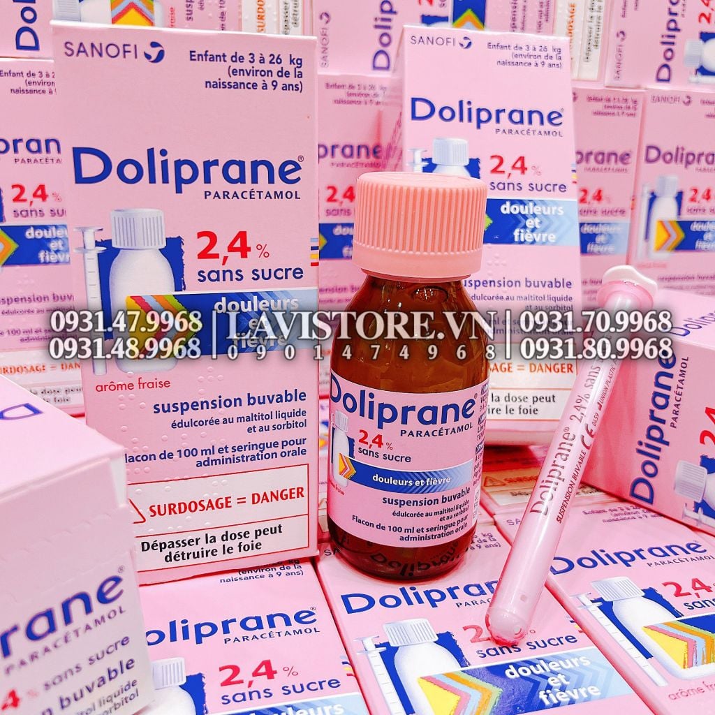 (01/2025) Siro hạ sốt Doliprane 2,4% của Pháp 100ml