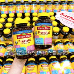 (08/2025) Bầu Mỹ Prenatal Folic Acid DHA Nature Made 150v
