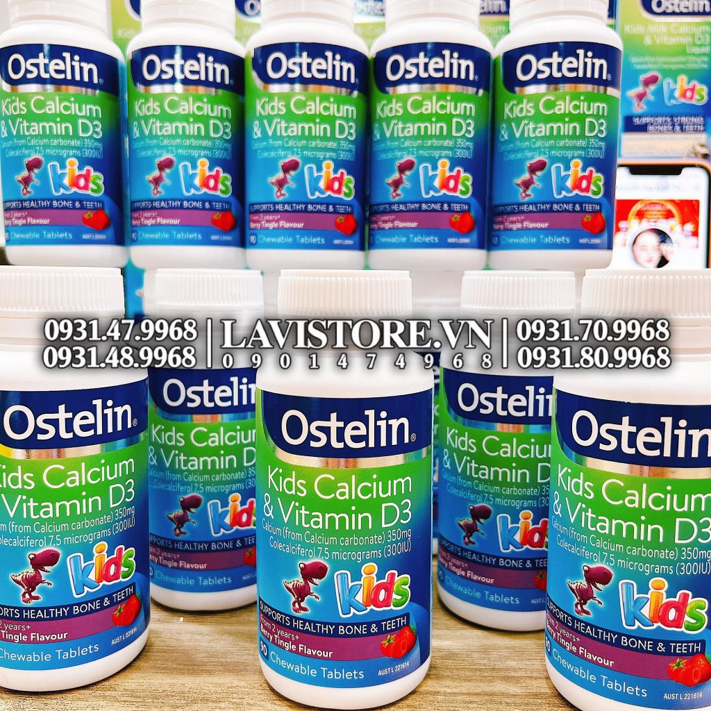 (07/2025) Ostelin Kids Calcium D3 Chewable 90v (khủng long)