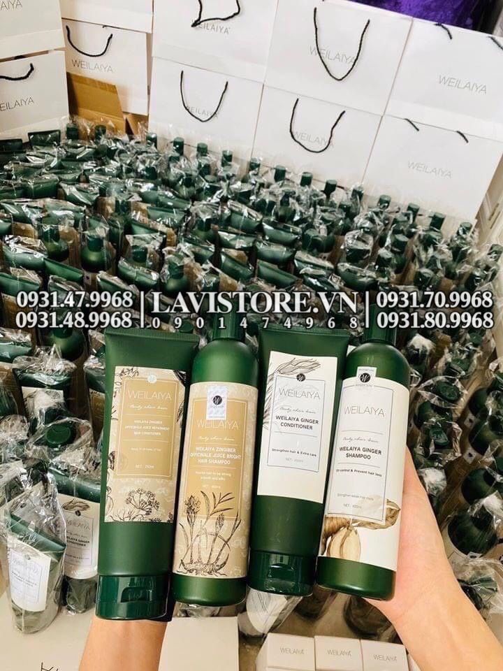 (11/2026) (TEM NÂU) Gội xả gừng WEILAIYA 400ML - HÀ THỦ Ô (tặng set mini)