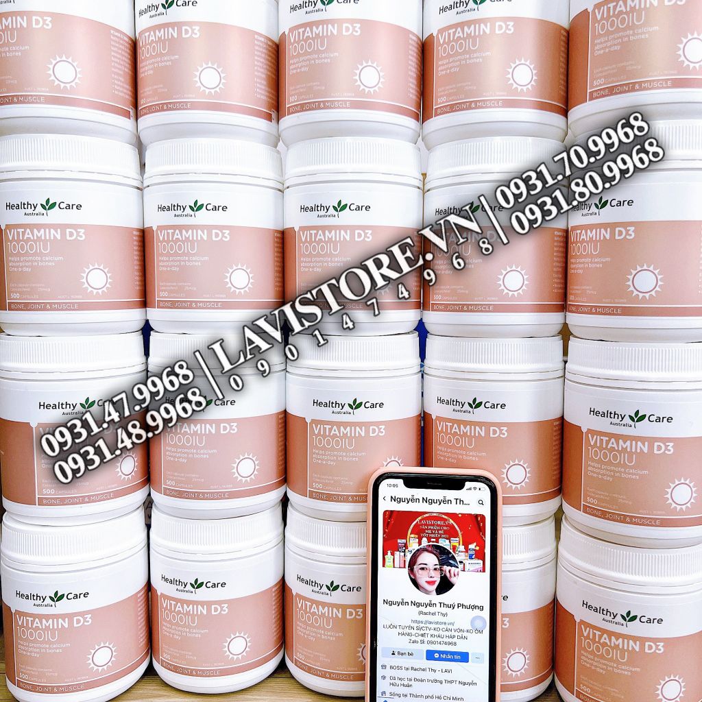 (10/2024) Vitamin D3 1000IU Healthy Care 500 viên