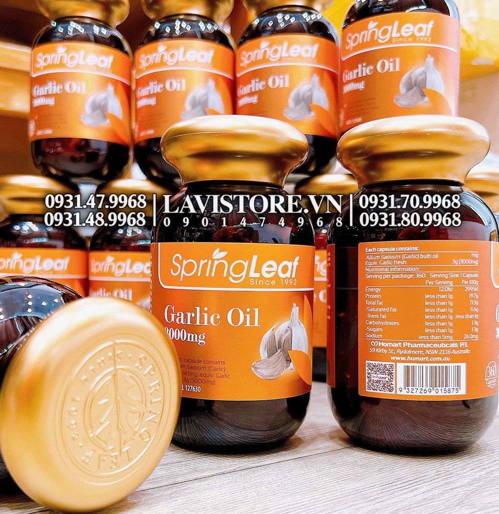 (01/2025) Viên uống Garlic Oil 3000 Úc Spring Leaf 360 viên