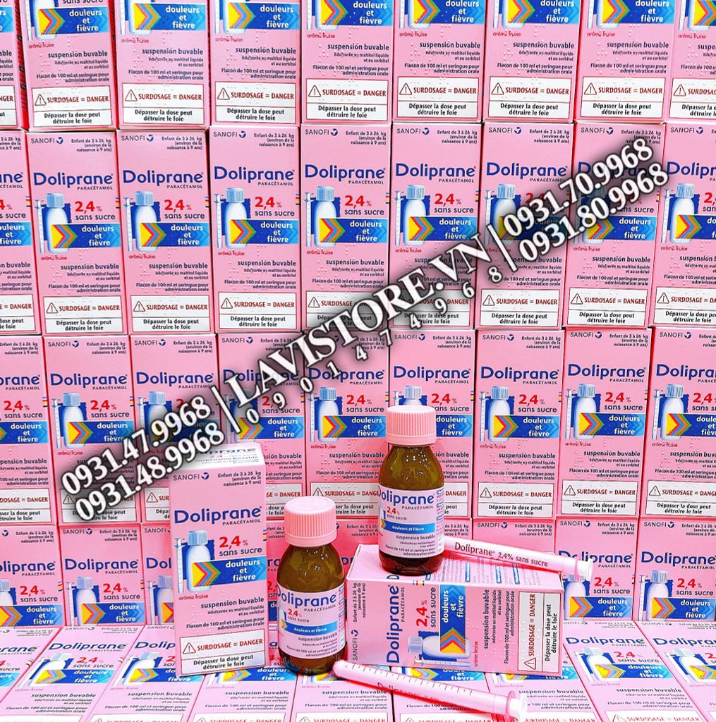 (01/2025) Siro hạ sốt Doliprane 2,4% của Pháp 100ml