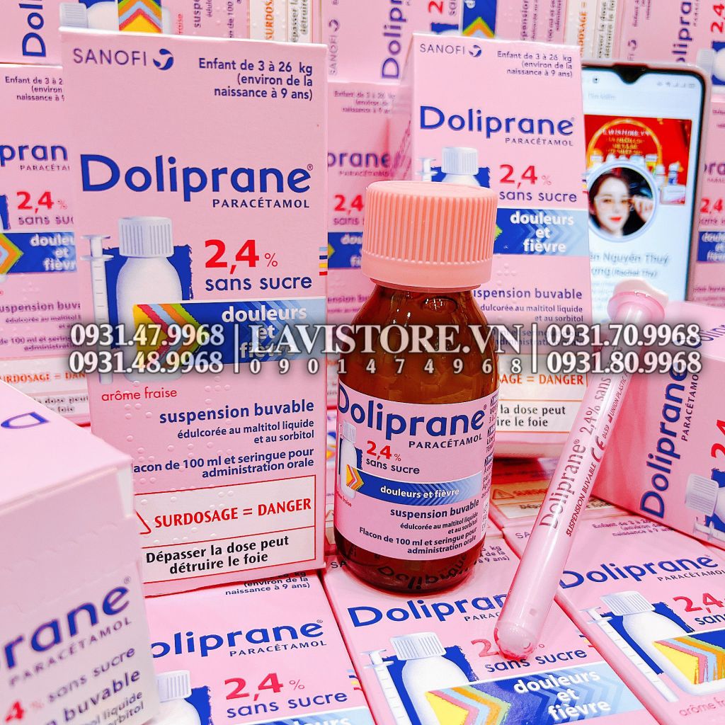 (01/2025) Siro hạ sốt Doliprane 2,4% của Pháp 100ml
