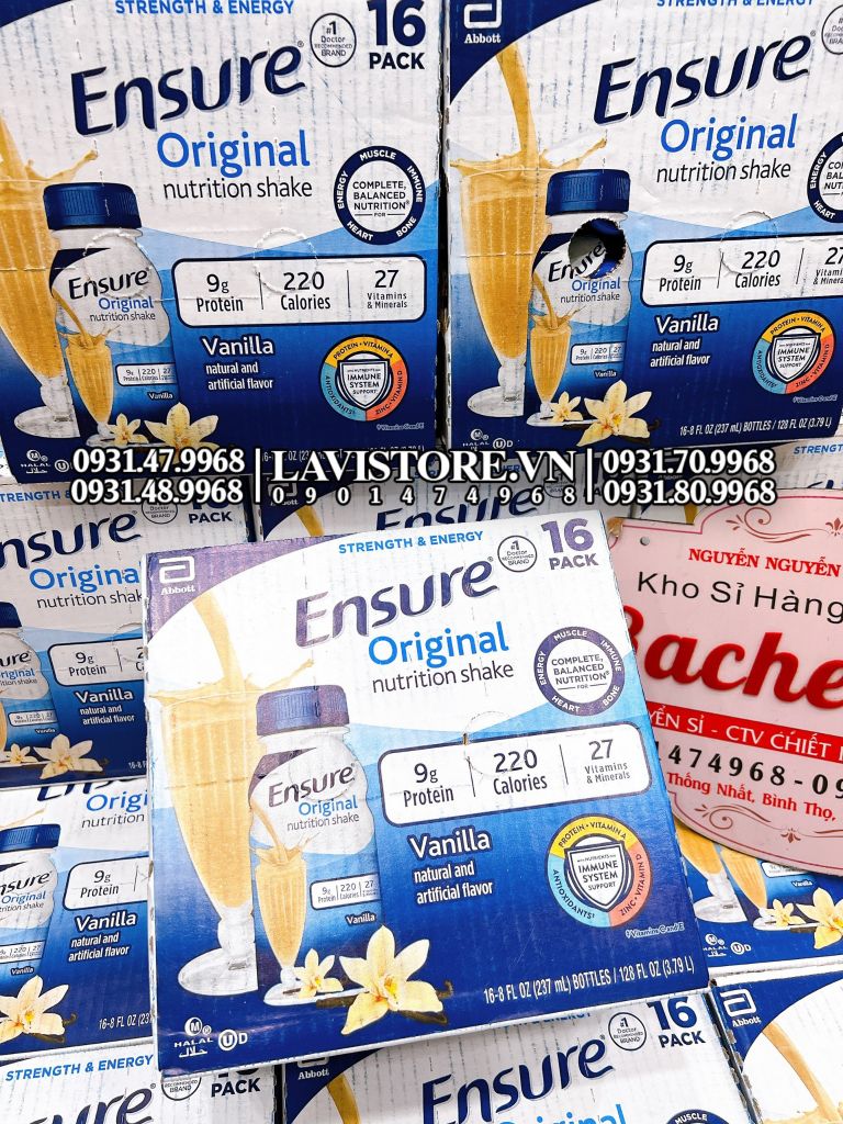 (03/2025) Sữa Ensure nước Mỹ 237ml - Vị Vani 24 chai