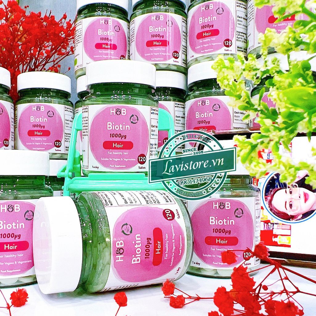 (09/2024) Viên uống mọc tóc Biotin 1000mg Hair 60 viên Holland & Barrett