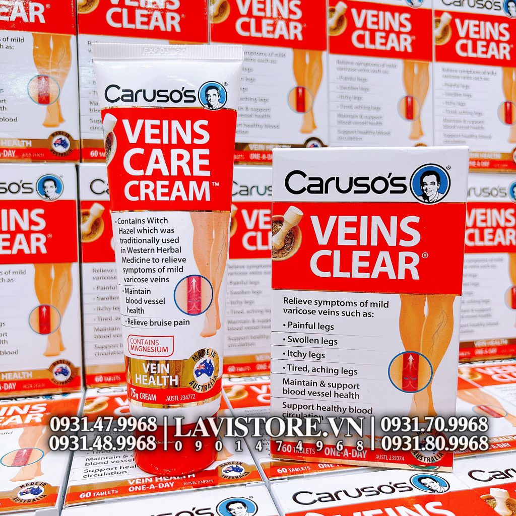 Viên uống tĩnh mạch Veins Clear Caruso's 60v