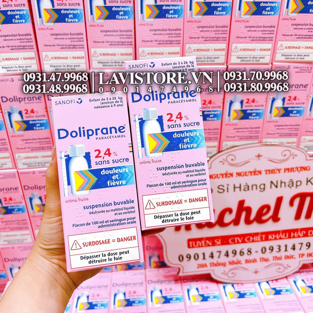 (01/2025) Siro hạ sốt Doliprane 2,4% của Pháp 100ml