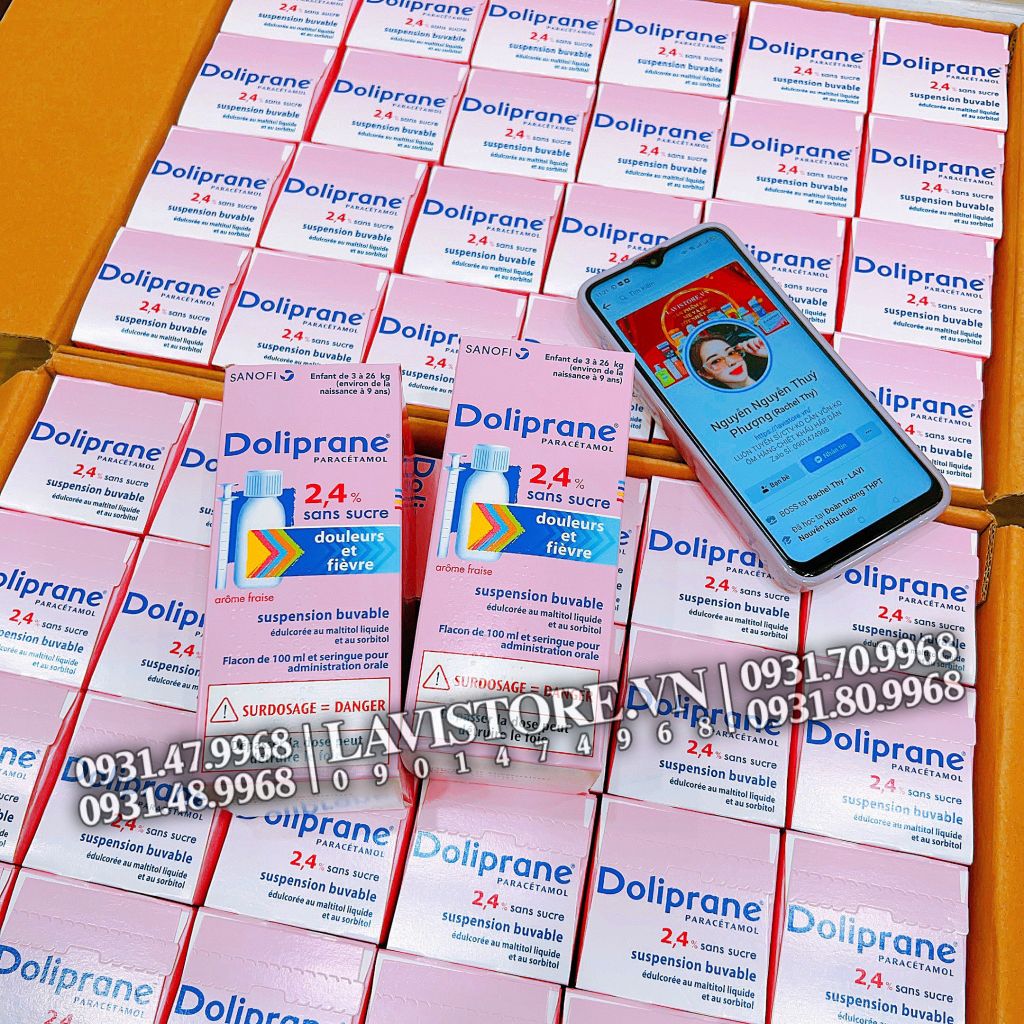 (01/2025) Siro hạ sốt Doliprane 2,4% của Pháp 100ml